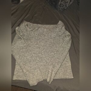 H&M Heather Gray Off-Shoulder Sweater